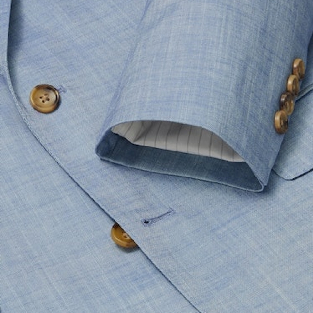 BONOBOS STRETCH SLIM CHAMBRAY SUIT 42L / 34 / 37 in Mid Blue Chambray